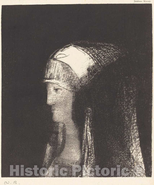 Art Print : Odilon Redon, Druidesse, 1892 - Vintage Wall Art