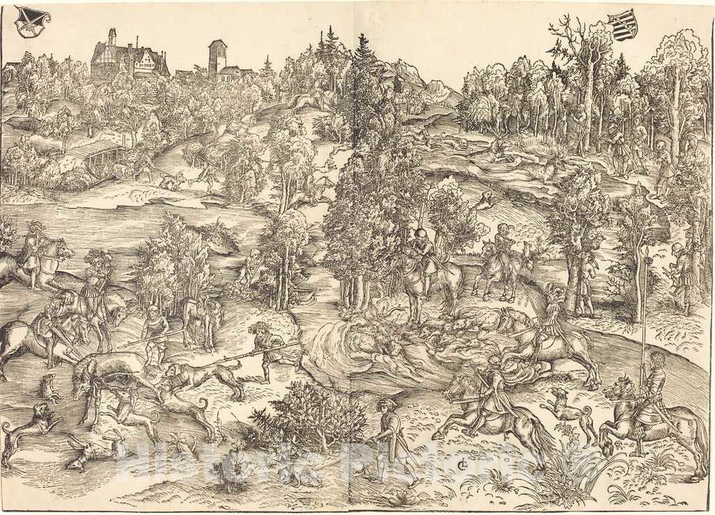 Art Print : Lucas Cranach The Elder, The Stag Hunt - Vintage Wall Art