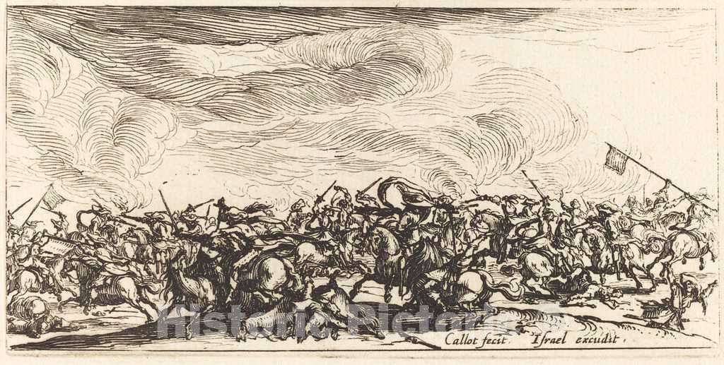 Art Print : Jacques Callot, The Cavalry Combat with Swords, c.1633 - Vintage Wall Art