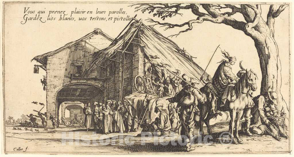 Art Print : Jacques Callot, The Stopping Place, 1621 - Vintage Wall Art