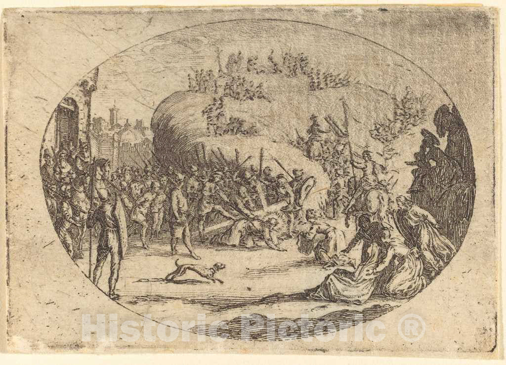 Art Print : Jacques Callot, The Small Carrying of The Cross - Vintage Wall Art