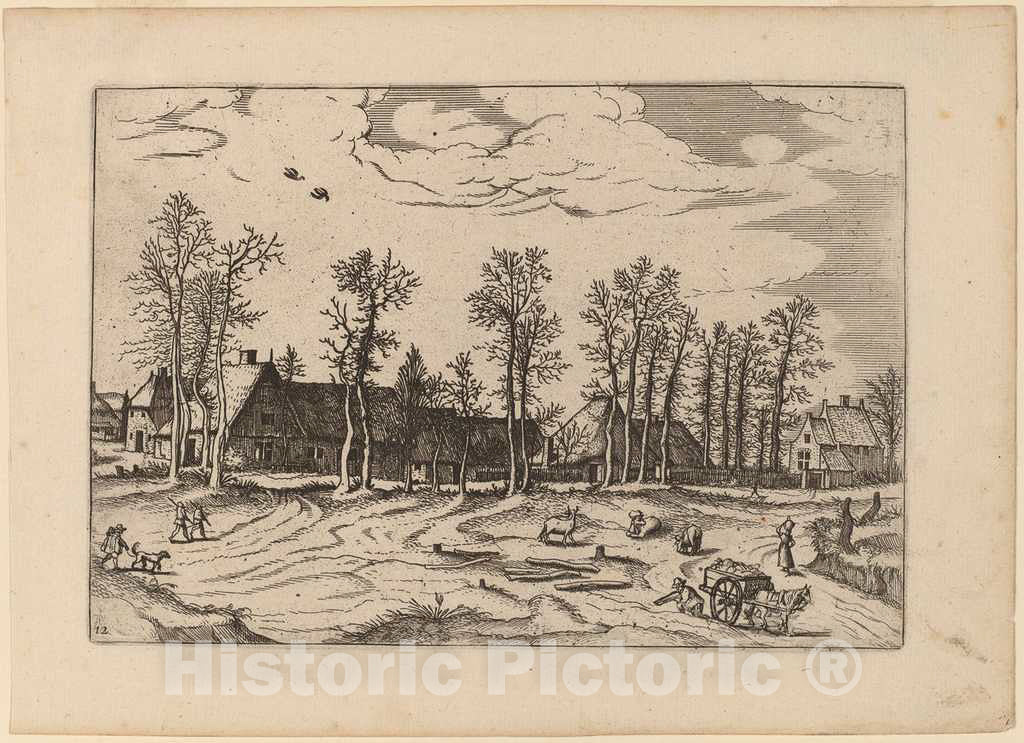 Art Print : Johannes and Lucas Van Doetechum, Farms, in or Before 1676 - Vintage Wall Art