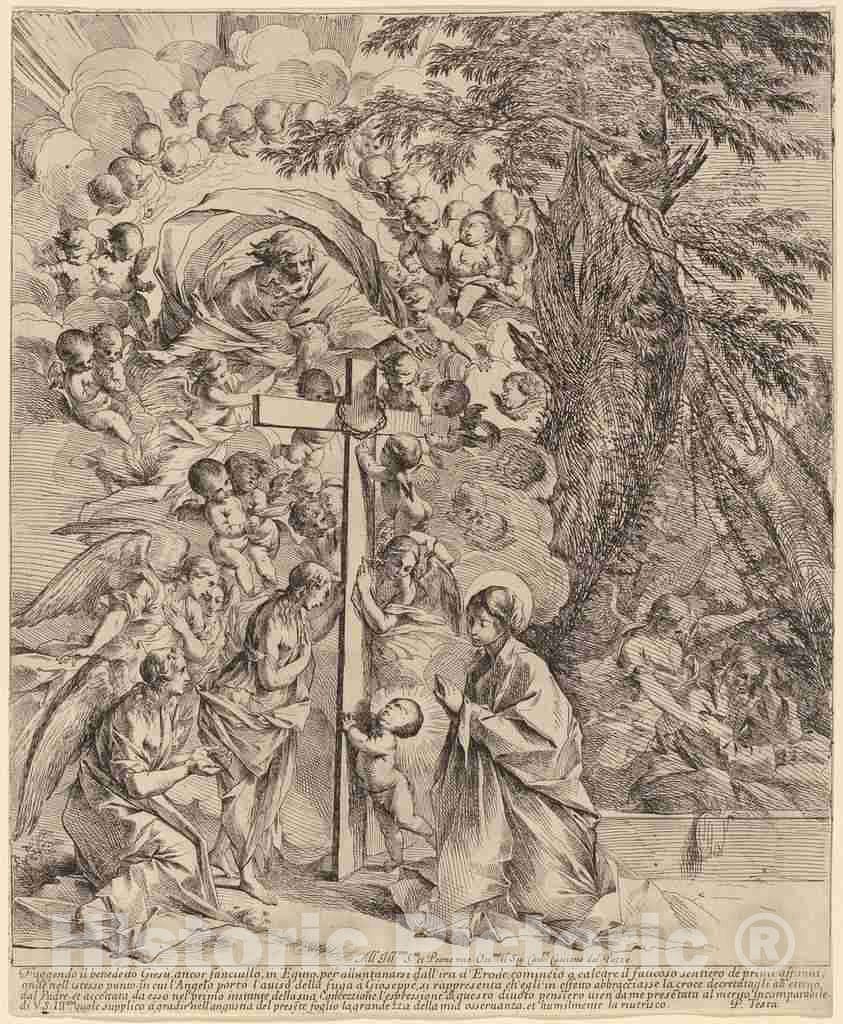 Art Print : Pietro Testa, The Infant Christ at The Foot of The Cross - Vintage Wall Art