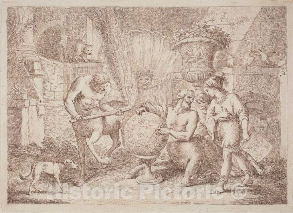 Art Print : Zompini, After Castiglione, Chiron Teaches Geography to Achilles, c.1759 - Vintage Wall Art