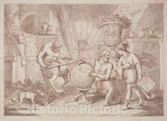 Art Print : Zompini, After Castiglione, Chiron Teaches Geography to Achilles, c.1759 - Vintage Wall Art