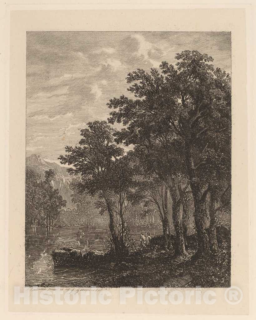 Art Print : Alexandre Calame, Trees by a River, 1841 - Vintage Wall Art