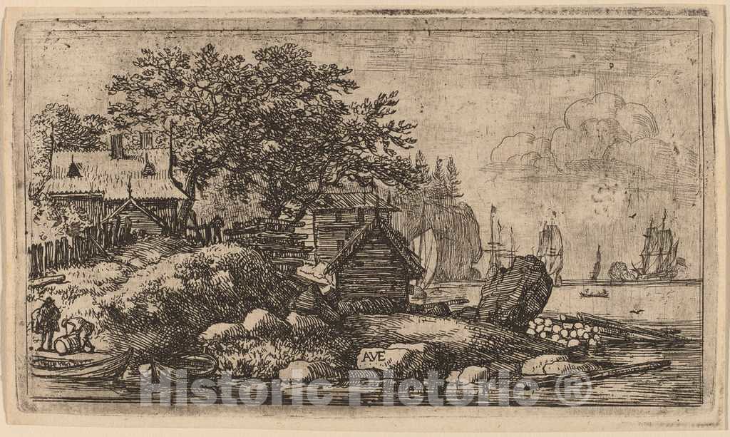Art Print : Allart Van Everdingen, Two Empty Skiffs, c.1651 - Vintage Wall Art