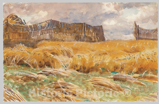 Art Print : John Singer Sargent - Camouflaged Field in France : Vintage Wall Art