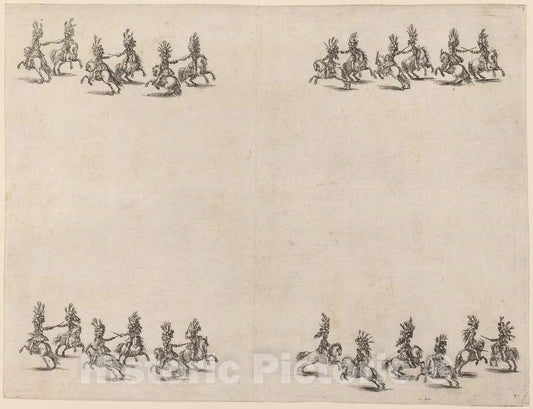 Art Print : Stefano Della Bella, Cavaliers Fighting with Swords, 1652 - Vintage Wall Art