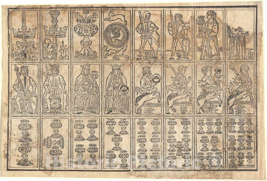 Art Print : Playing Cards, 15th Century - Vintage Wall Art