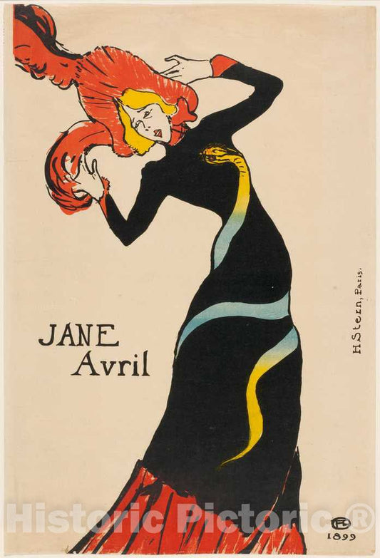 Art Print : Henri de Toulouse-Lautrec, Jane Avril, 1899 - Vintage Wall Art