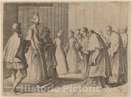 Art Print : Raffaello Schiaminossi, Margaret of Austria Receiving The Homage of Cardinals and Prelates, 1612 - Vintage Wall Art