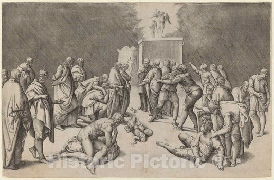 Art Print : Battista Franco, The Arc of The Lord in The Temple of Dagon - Vintage Wall Art