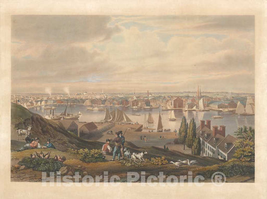 Art Print : William James Bennett, Baltimore from Federal Hill, 1831 - Vintage Wall Art