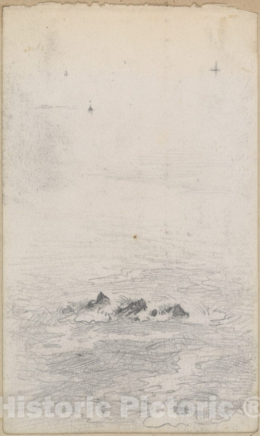 Art Print : John Singer Sargent - Coastal Scene (from Scrapbook) : Vintage Wall Art