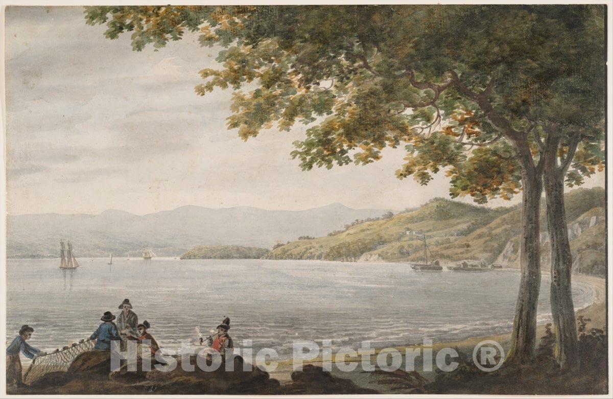 Art Print : Pavel Petrovich Svinin - Shad Fishermen on The Shore of The Hudson River : Vintage Wall Art