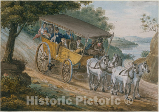 Art Print : Pavel Petrovich Svinin - Travel by Stagecoach Near Trenton, New Jersey : Vintage Wall Art