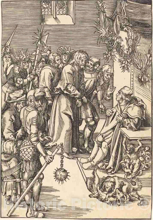 Art Print : Lucas Cranach The Elder, Christ Before Caiaphas - Vintage Wall Art