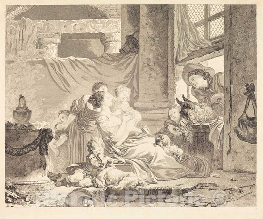 Art Print : ClÃ©ment-Marillier After Fragonard, La famille du fermier, 1791 - Vintage Wall Art