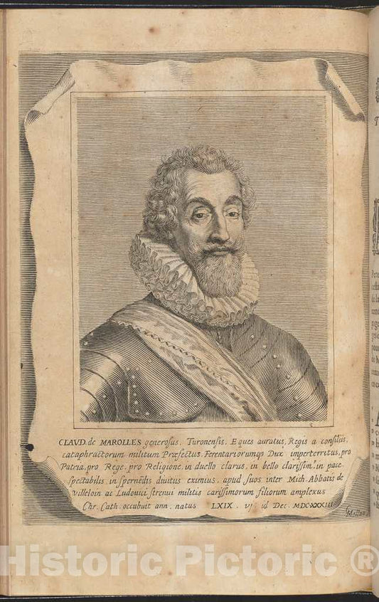 Art Print : Claude Mellan, Claude de Marolles, in or Before 1656 - Vintage Wall Art