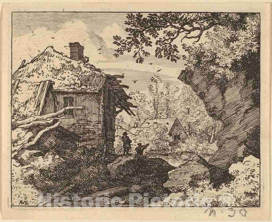 Art Print : Allart Van Everdingen, Straw Hut Seen from Behind, c.1651 - Vintage Wall Art