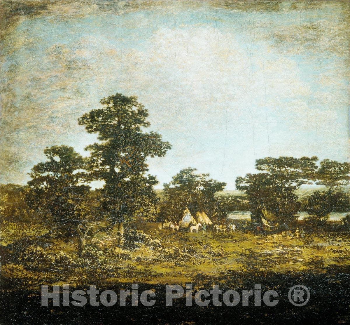 Art Print : Ralph Albert Blakelock - an Indian Encampment : Vintage Wall Art