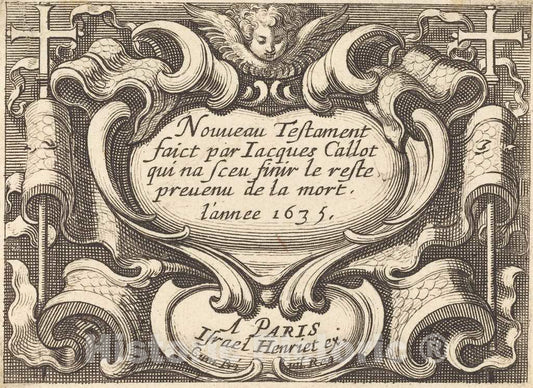 Art Print : Abraham Bosse, Frontispiece for Callot's The New Testament, 1635 - Vintage Wall Art