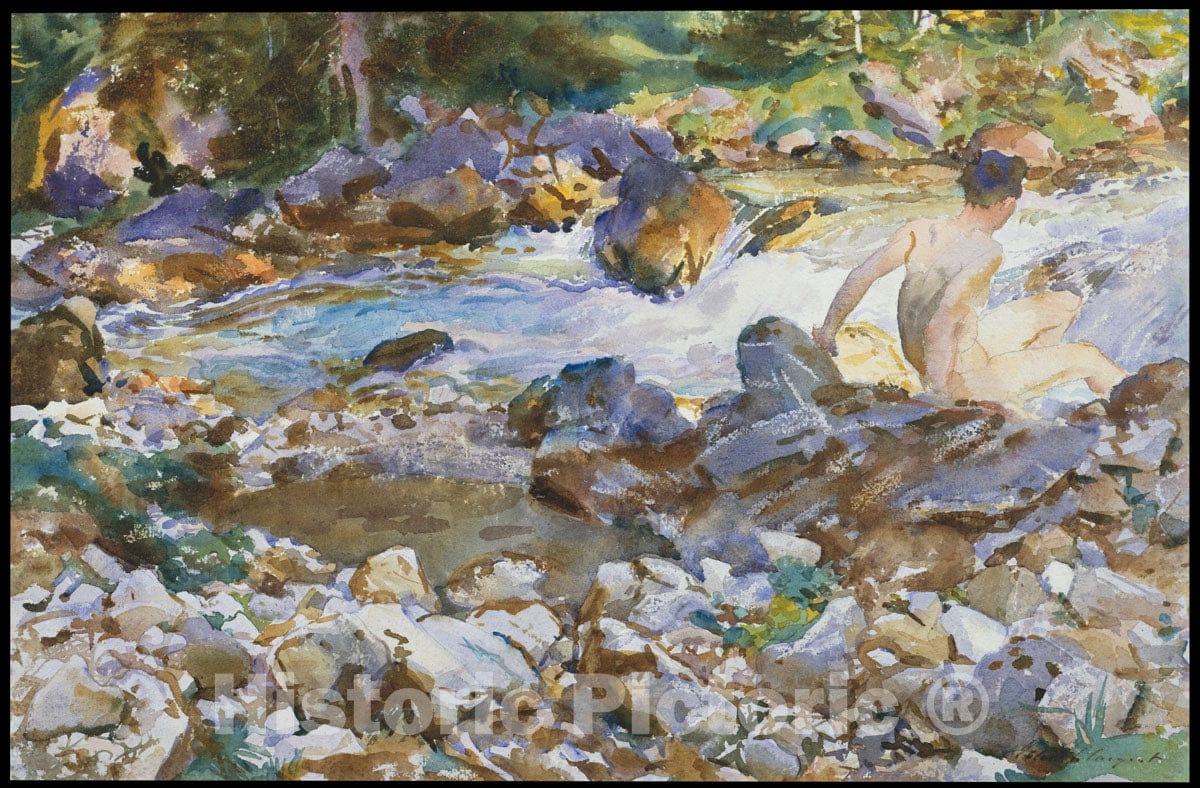 Art Print : John Singer Sargent - Mountain Stream : Vintage Wall Art