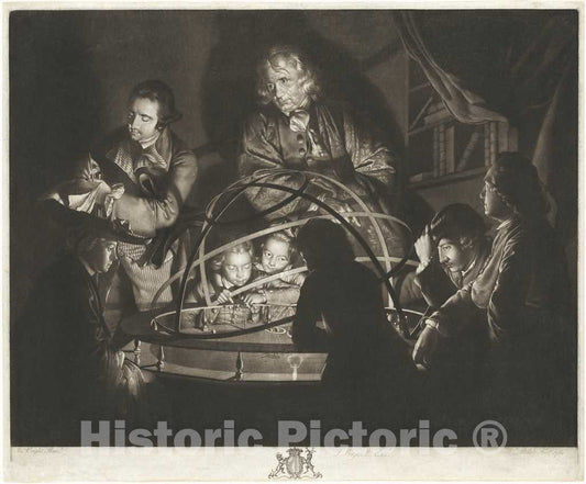Art Print : Pether After Wright, A Philosopher Giving a Lecture on The Orrery, 1768 - Vintage Wall Art