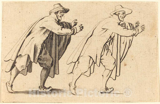 Art Print : Jacques Callot, Man Moving Abruptly, c. 1622 - Vintage Wall Art