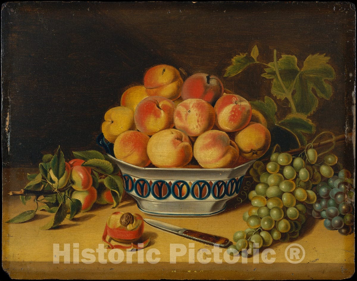 Art Print : John A. Woodside - Still Life: Peaches and Grapes : Vintage Wall Art