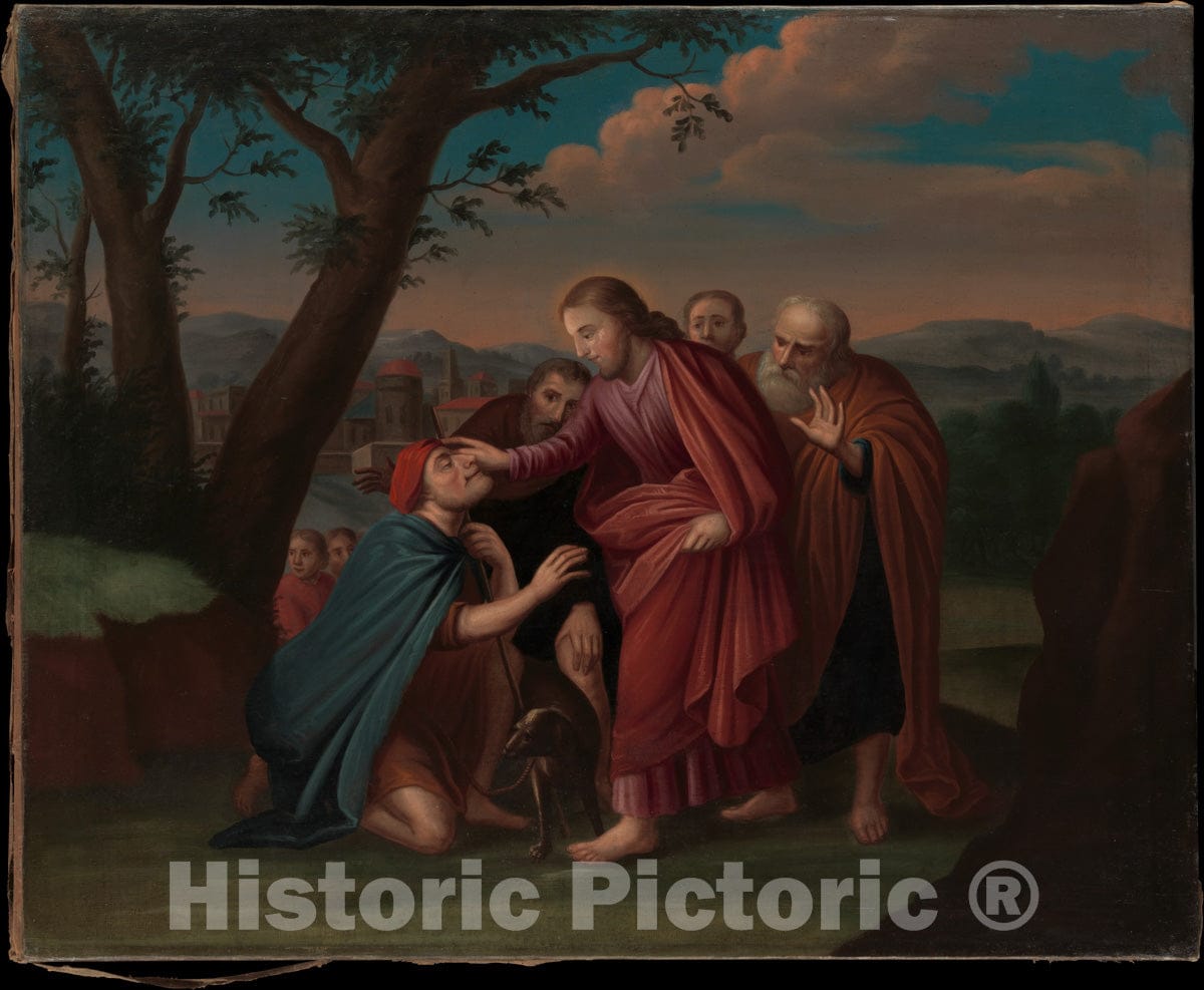 Art Print : Gerardus Duyckinck I - Christ Healing The Blindman : Vintage Wall Art