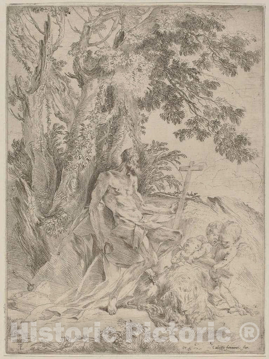 Art Print : Pietro Testa, Saint Jerome, c.1633 - Vintage Wall Art