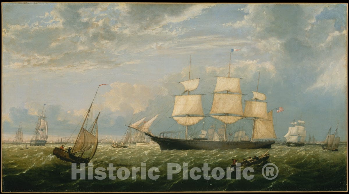 Art Print : Fitz Henry Lane (Formerly Fitz Hugh Lane) - The Golden State Entering New York Harbor : Vintage Wall Art