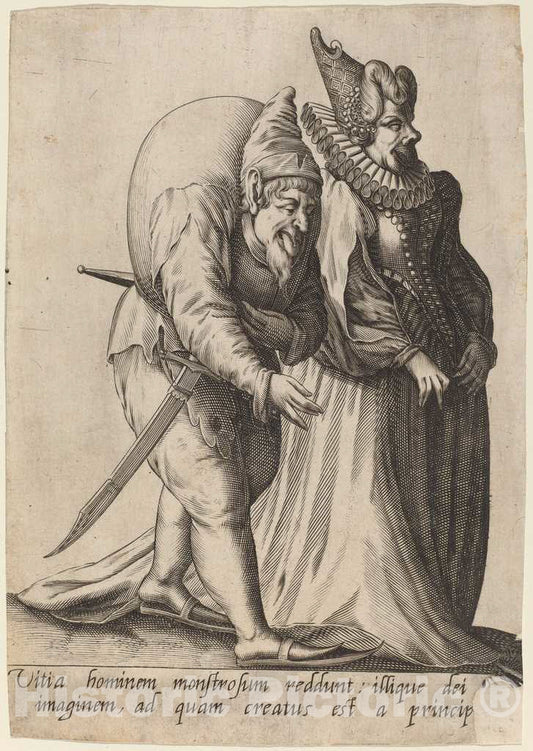 Art Print : Boissard After Boissard, Masquerades, 1597 - Vintage Wall Art