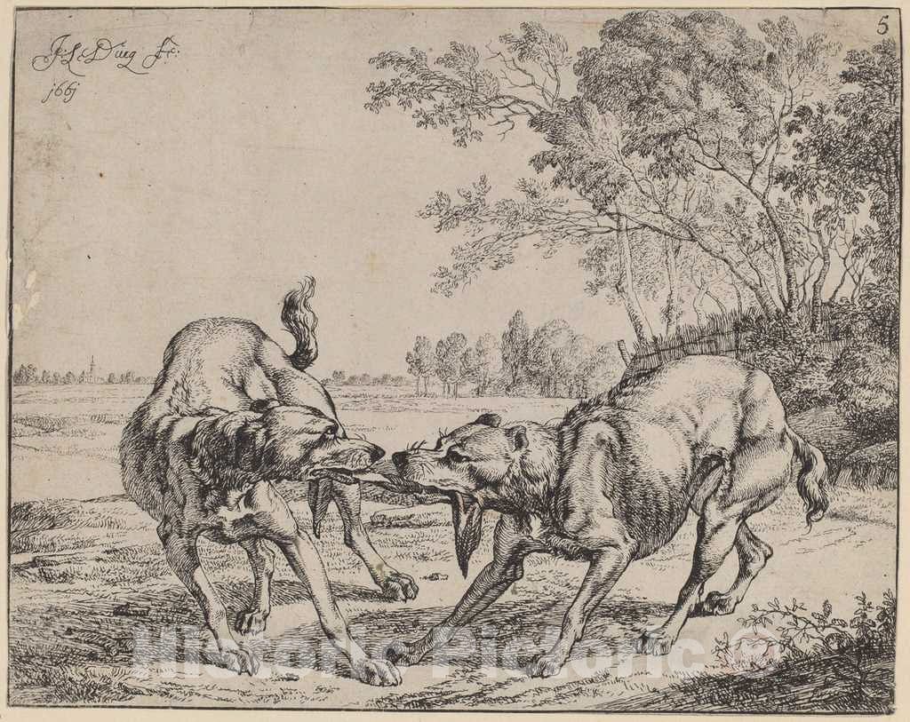 Art Print : Jan le Ducq, La viande disputÃ©, 1661 - Vintage Wall Art