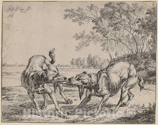 Art Print : Jan le Ducq, La viande disputÃ©, 1661 - Vintage Wall Art