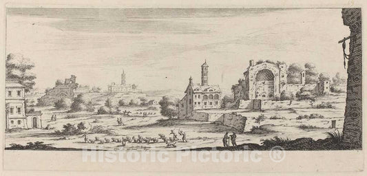 Art Print : Collignon After IsraÃ«l Silvestre, Veue de Temple de Soleil Ã  Rome - Vintage Wall Art
