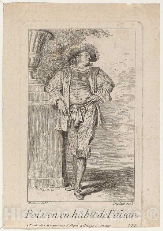 Art Print : Louis Deplaces After Watteau, Poisson en Habit de PaÃ¯san - Vintage Wall Art