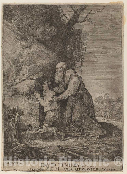 Art Print : Andreas Altomonte, After Teniers, Sacrifice of Isaac - Vintage Wall Art
