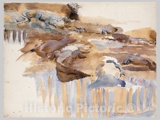 Art Print : John Singer Sargent - Alligators : Vintage Wall Art