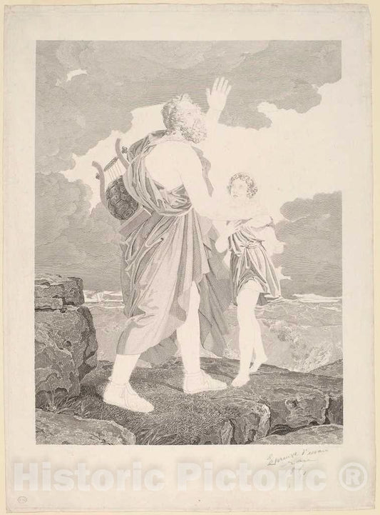 Art Print : Massard, After Baron Gerard, Blind Homer, 1816 - Vintage Wall Art