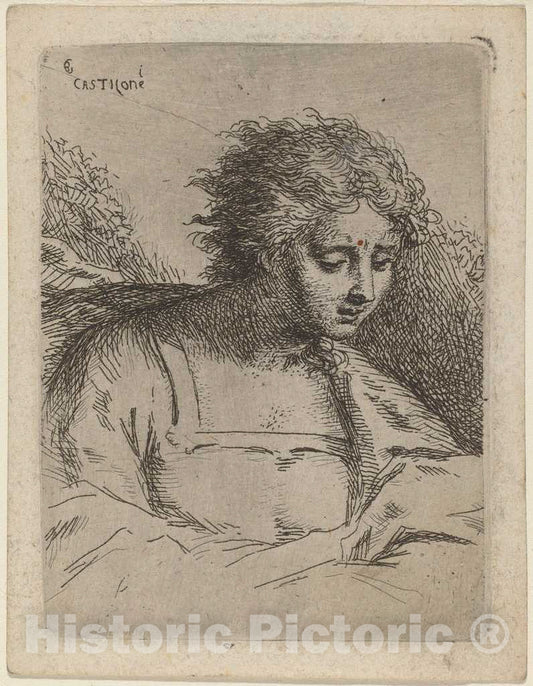 Art Print : Bartholomus Ignaz Weiss, Half-Length Figure Reading - Vintage Wall Art