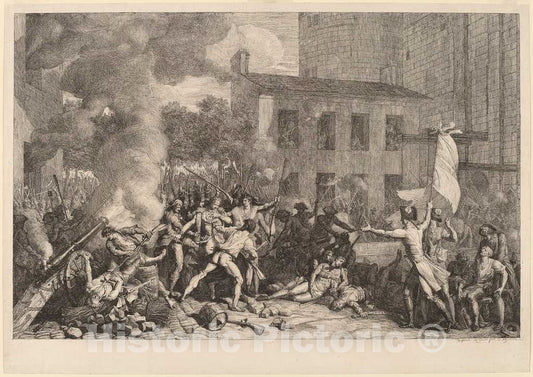Art Print : Charles ThÃ©venin, Prise de la Bastille, le 14 Juillet 1789, c.1793 - Vintage Wall Art