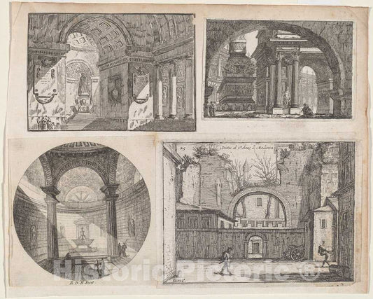Art Print : Pierre Moreau, Porch Before a Circular Temple, c. 1750 - Vintage Wall Art