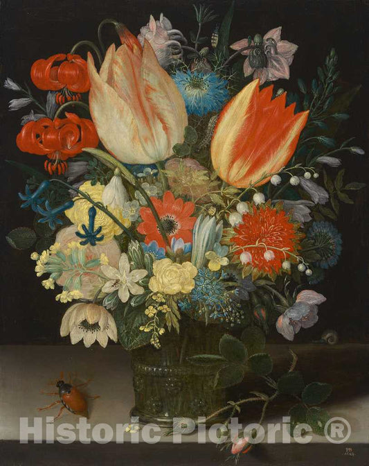 Art Print : Binoit, Still Life with Tulips, 1623 - Vintage Wall Art