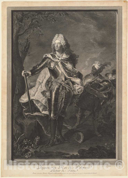 Art Print : Balechou After Hyacinthe Rigaud, Auguste III. Roi de Pologne, 1750 - Vintage Wall Art