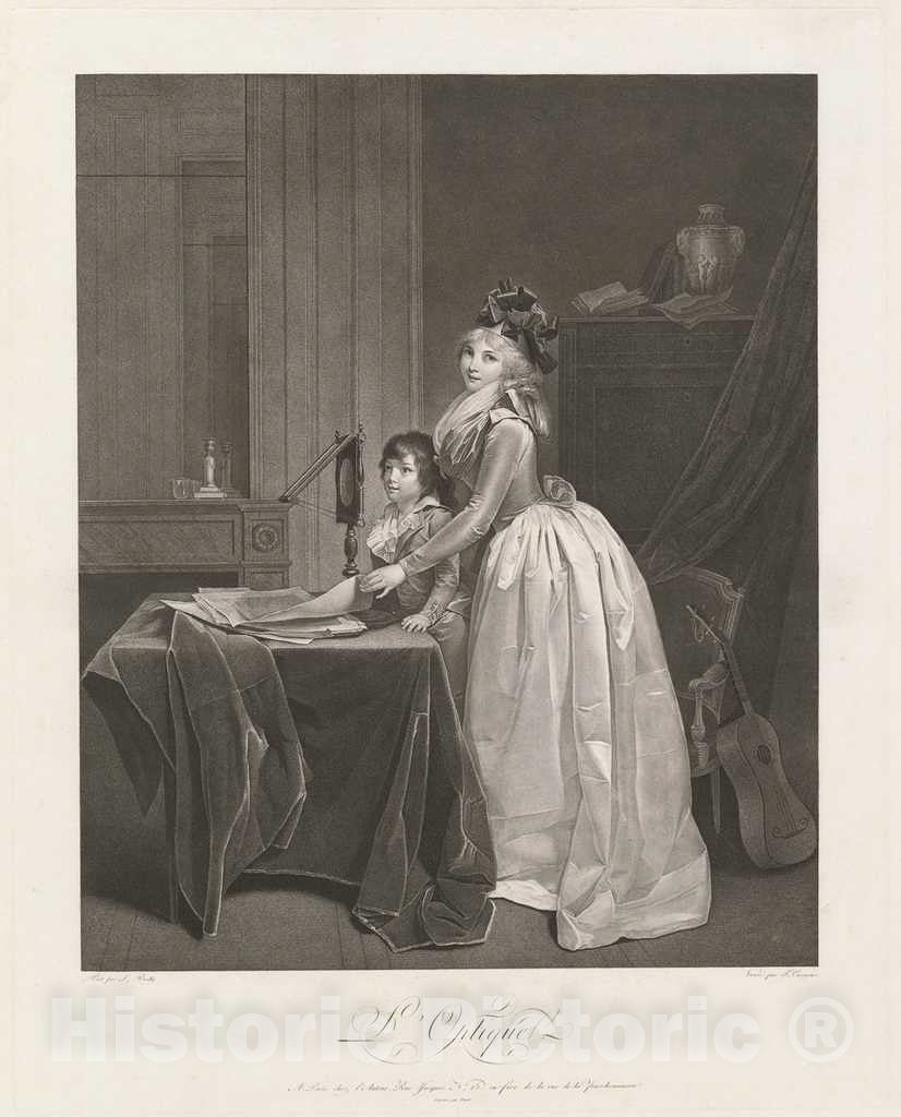 Art Print : Cazenave, After Boilly, L'Optique (The Optical Viewer), c. 1793 - Vintage Wall Art