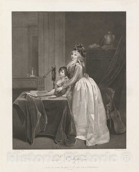 Art Print : Cazenave, After Boilly, L'Optique (The Optical Viewer), c. 1793 - Vintage Wall Art