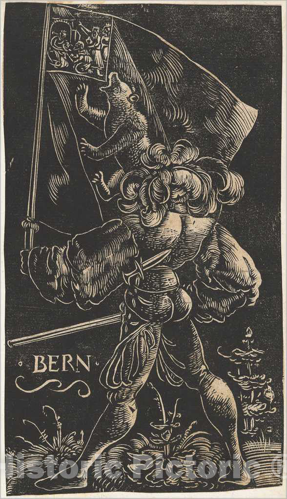 Art Print : Urs GRAF I, Standard Bearer for The Canton of Bern, 1521 - Vintage Wall Art